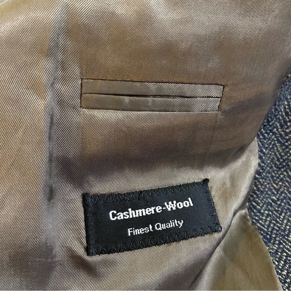 Boss Hugo Boss Cashmere Wool Chevron Sport Coat Taupe Gray Tan 40L - Picture 2 of 7